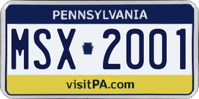 PA license plate MSX2001