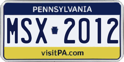 PA license plate MSX2012