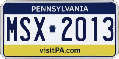 PA license plate MSX2013