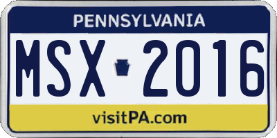PA license plate MSX2016