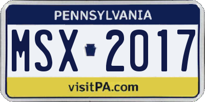 PA license plate MSX2017