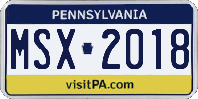 PA license plate MSX2018