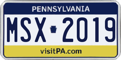 PA license plate MSX2019