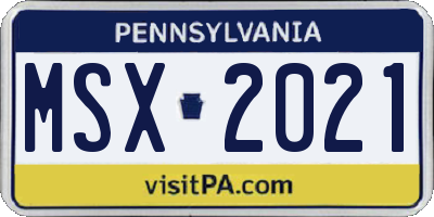 PA license plate MSX2021