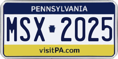 PA license plate MSX2025