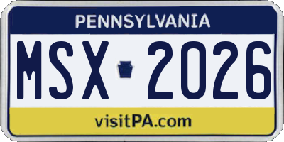 PA license plate MSX2026
