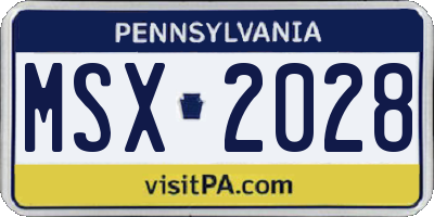 PA license plate MSX2028