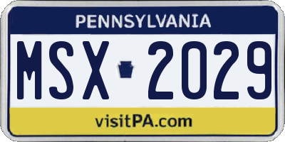 PA license plate MSX2029