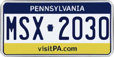 PA license plate MSX2030