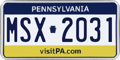PA license plate MSX2031
