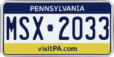 PA license plate MSX2033