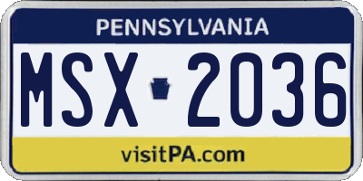 PA license plate MSX2036