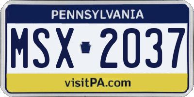 PA license plate MSX2037
