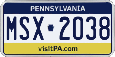 PA license plate MSX2038