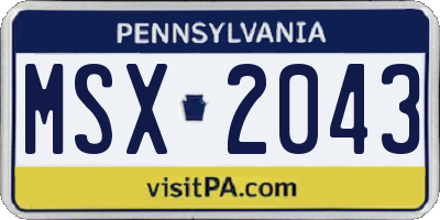 PA license plate MSX2043