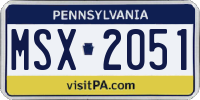 PA license plate MSX2051