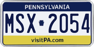 PA license plate MSX2054