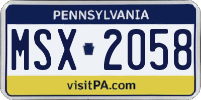 PA license plate MSX2058