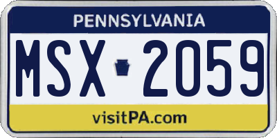 PA license plate MSX2059