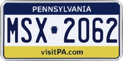 PA license plate MSX2062