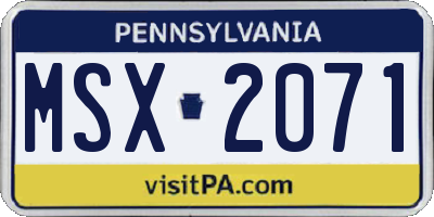 PA license plate MSX2071