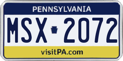 PA license plate MSX2072