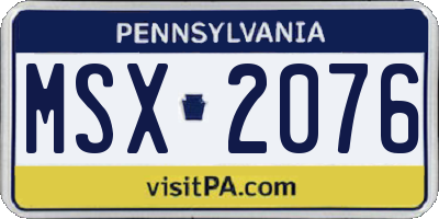 PA license plate MSX2076