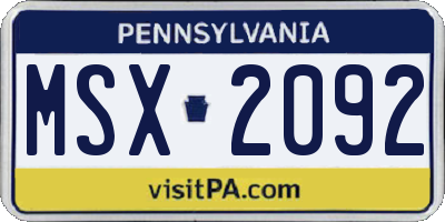 PA license plate MSX2092