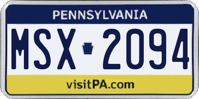PA license plate MSX2094