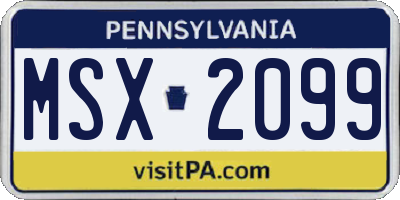 PA license plate MSX2099