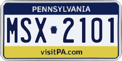 PA license plate MSX2101