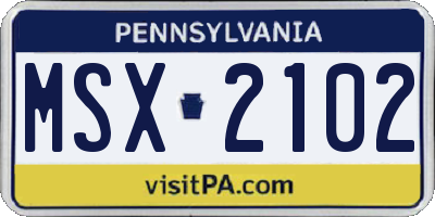 PA license plate MSX2102