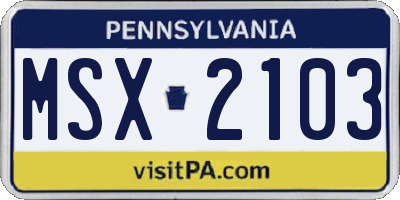 PA license plate MSX2103