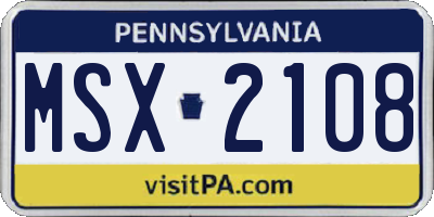 PA license plate MSX2108