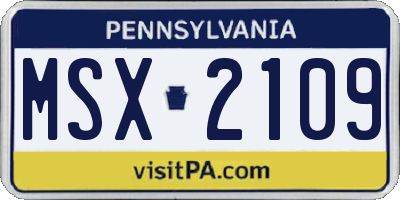 PA license plate MSX2109