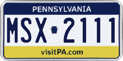 PA license plate MSX2111