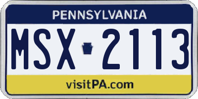 PA license plate MSX2113