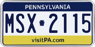 PA license plate MSX2115