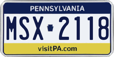 PA license plate MSX2118