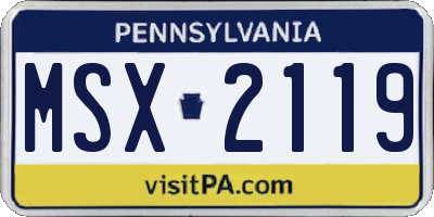 PA license plate MSX2119
