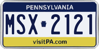 PA license plate MSX2121