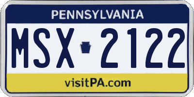 PA license plate MSX2122