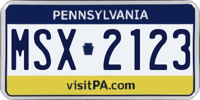 PA license plate MSX2123