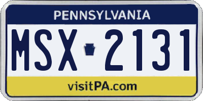 PA license plate MSX2131