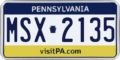 PA license plate MSX2135