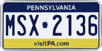 PA license plate MSX2136