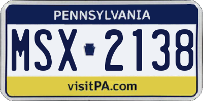 PA license plate MSX2138