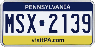 PA license plate MSX2139