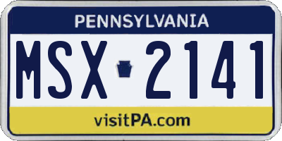 PA license plate MSX2141
