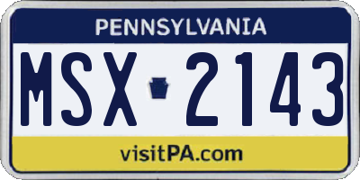 PA license plate MSX2143